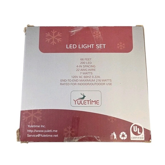 Yuletime LED String Light Set 200 66ft Cool White  Commercial Grade Brown NEW - Picture 2 of 5